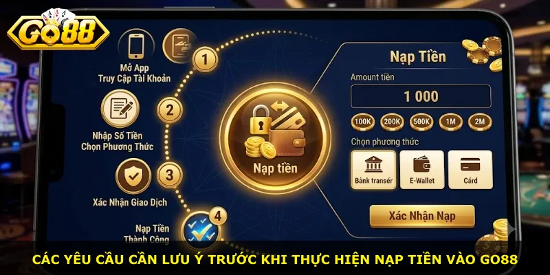 Các yêu cầu cần lưu ý trước khi thực hiện nạp tiền vào Go88