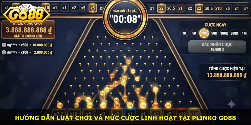 Hướng dẫn luật chơi và mức cược linh hoạt tại Plinko Go88