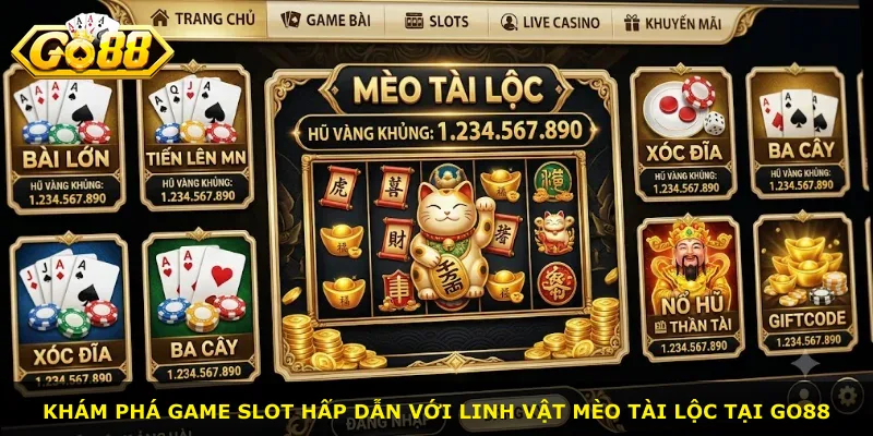 Khám phá game slot hấp dẫn với linh vật Mèo Tài Lộc tại Go88